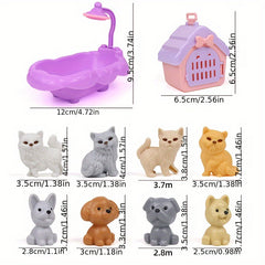 Plastic Dog Figurine Playset with Accessories for Kids