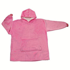 Thickened Hooded Flannel Blanket With Arm Sleeve Coldproof Wearable Blanket