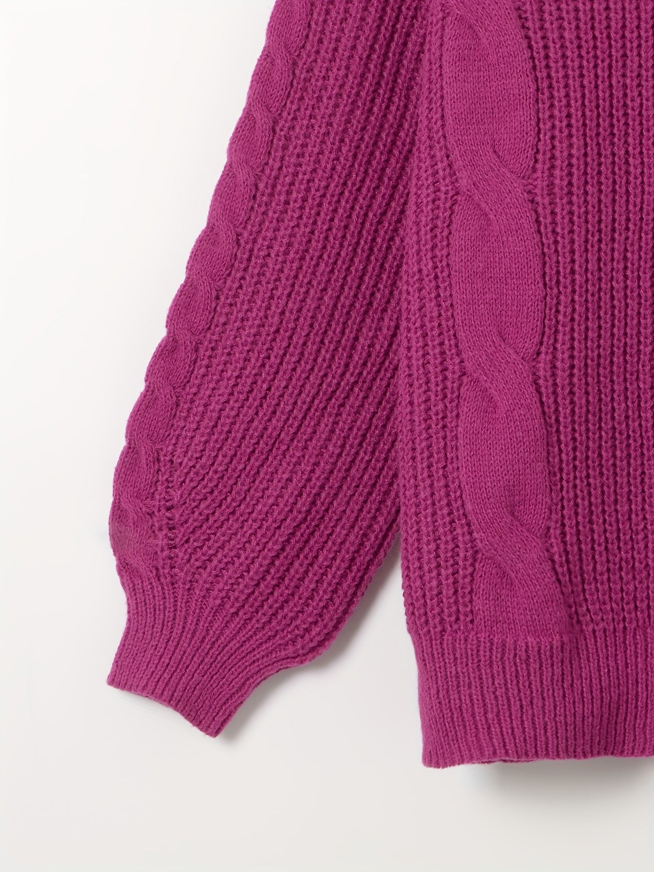 Casual Sweater Women's Plus Solid Cable Lantern Sleeve High Neck Jumpe