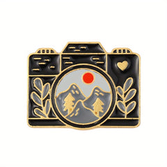 Mountain Landscape Camera Brooch Pin for Backpacks & Clothing