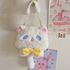 Cartoon Plush Cat Shoulder Bag Crossbody Bag Coin Purse Mobile Phone Bag