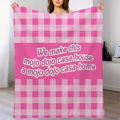Plaid English Letter Blanket Lightweight Warm Flannel Blanket
