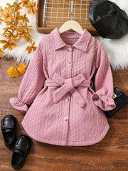 Girls' Button Down Collar Tunic Dress Casual Dresses For Vacation