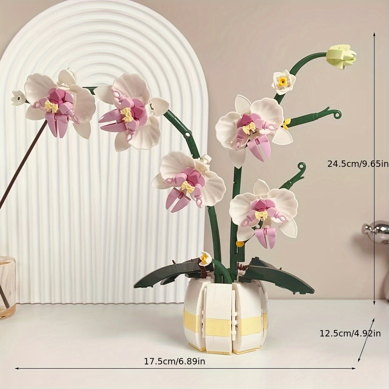 Pink Orchid Vase with Butterfly Valentine's Gift for Her
