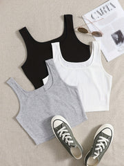 Basic Tank Top 3 Pack Sleeveless Women's Casual Square Neck