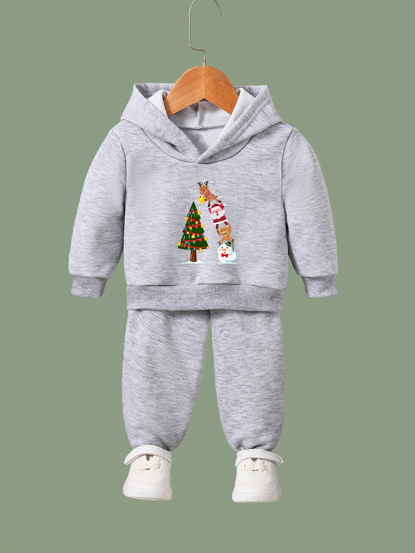OERYUI Kids Christmas Activewear Set Hoodies Pants Breathable Animal Print 2pcs
