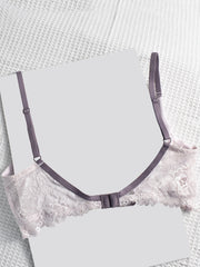 Women's Plus Romantic Bra Floral Lace Trim Minimizer