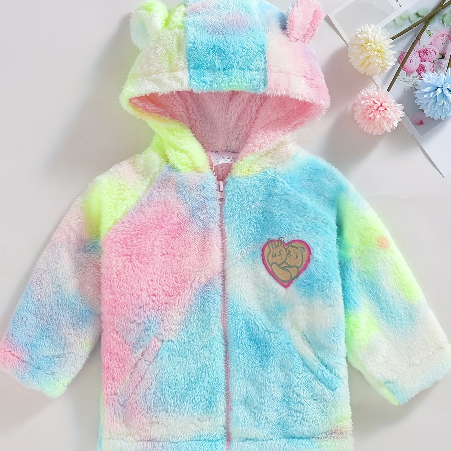 Toddler Fleece Hoodie Jacket Coat Tie Dye Print Zip Up Warm Coat