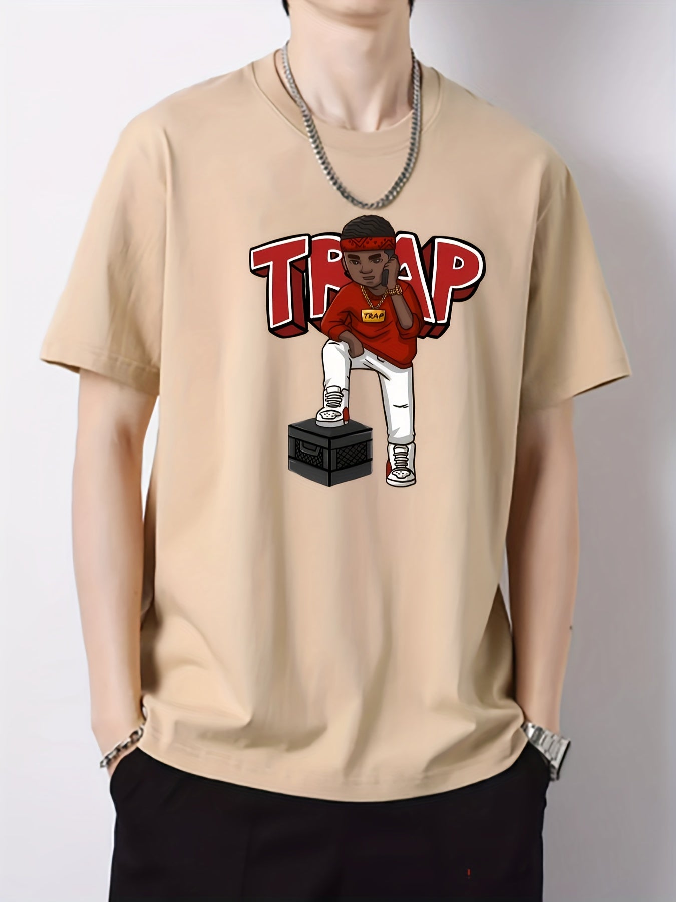 Stylish Boy Print Men's Graphic Crew Neck Active T shirt