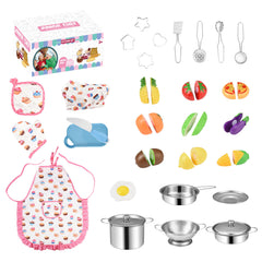 Kids' Kitchen Play Set Dino Apron & Pretend Food Educational Role Play