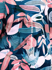 Boho Bikini Set Plus Leaf Print Cover Up Knot Front Bra Panty Swimsuit 3 Piece