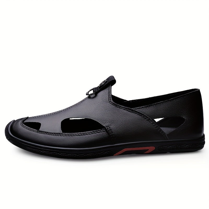 Men's Hollow Out Faux Leather Loafer Shoes Lightweight Non Slip Sandals