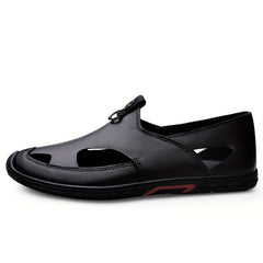 Men's Hollow Out Faux Leather Loafer Shoes Lightweight Non Slip Sandals