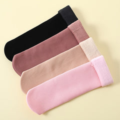 4 Pairs Plush Lined Socks Warm Mid Tube Women's Stockings