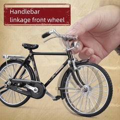 Mini Bicycle Model Kit with Inflator & Briefcase, Retro Style Ornament Toy