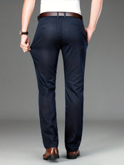 Men's Solid Mid Stretch Dress Pants Spring Summer Business