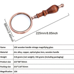 Vintage Magnifying Glass Wooden Handle Retro Handheld Magnifier