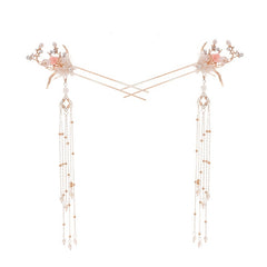Faux Pearl Crystal Flower Tassels Hairpin Headband Wedding Bridal Jewelry