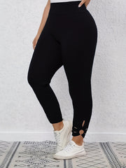 Sporty Plus Size Cut Out Tummy Control Yoga Leggings