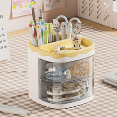 Cartoon Transparent Pen Holder Office Desktop Storage Box