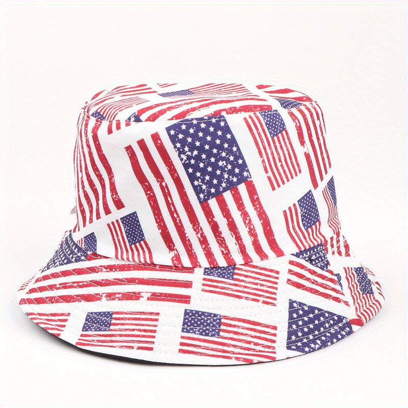 Reversible Packable Independence Patriotic Bucket Hat