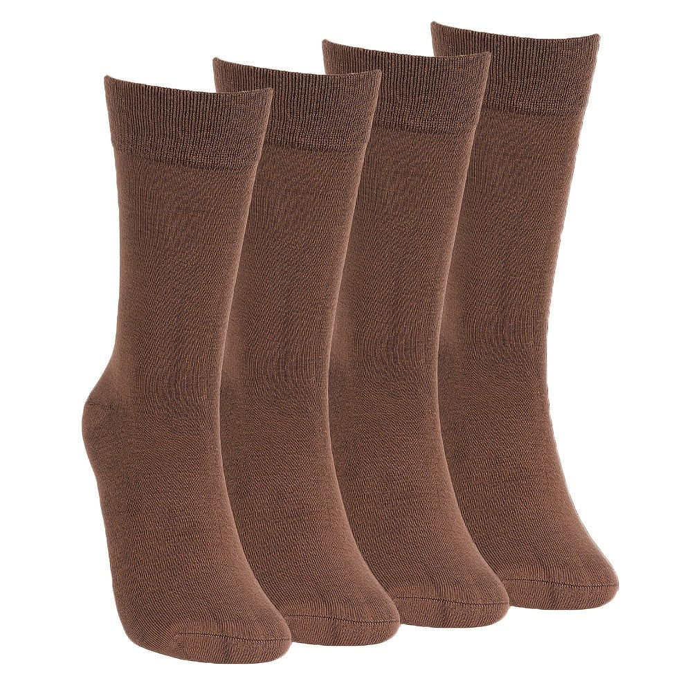 4 Pairs Solid Calf Socks Women's Knee High Stockings Hosiery