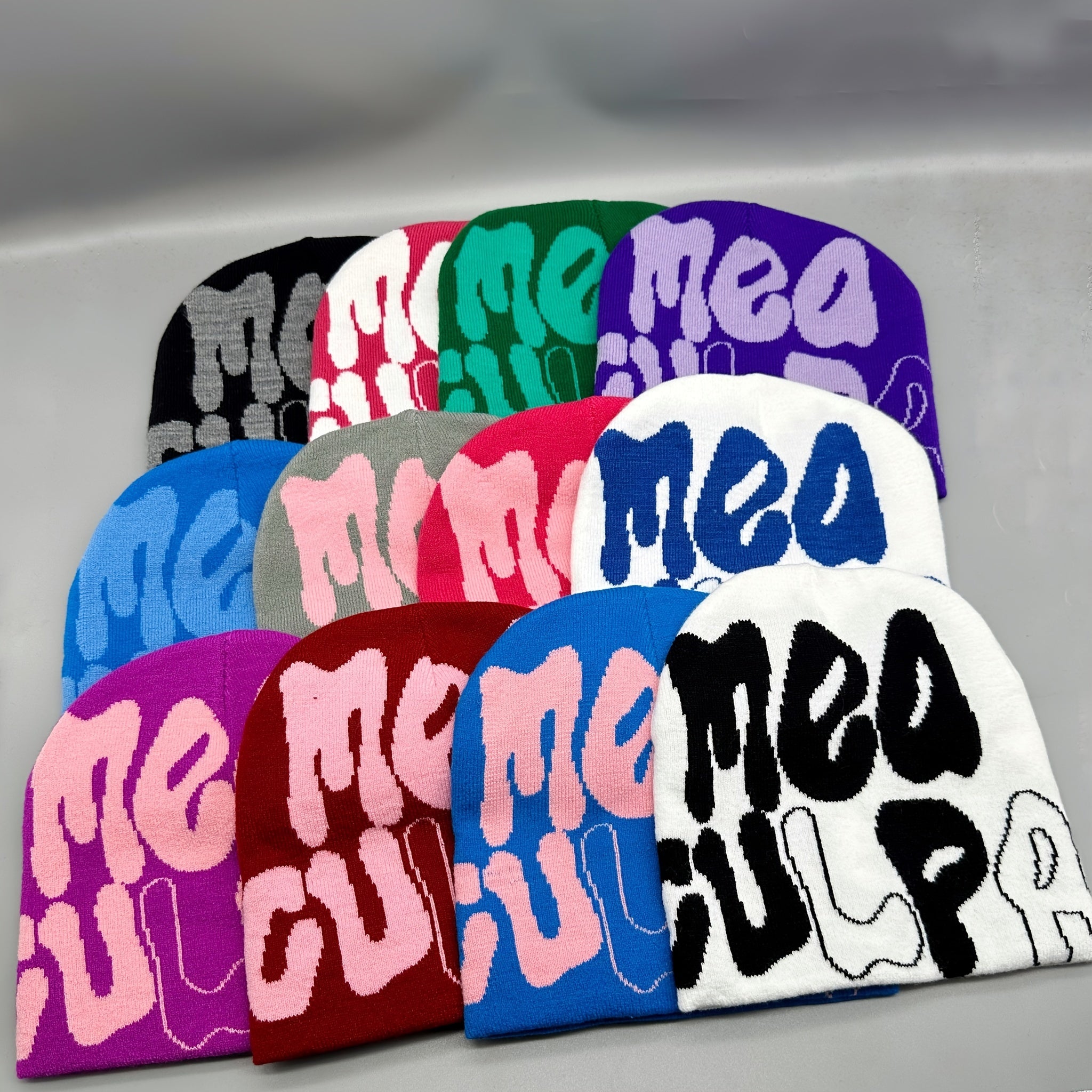 Alphabet Jacquard Multicolor Knit Beanie