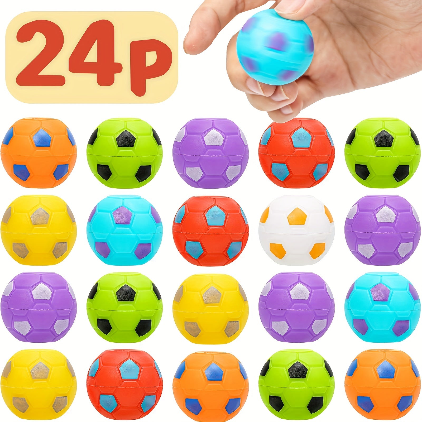 24 Pcs Soccer Party Favors Mini Fidget Spinners Soccer Ball Toys