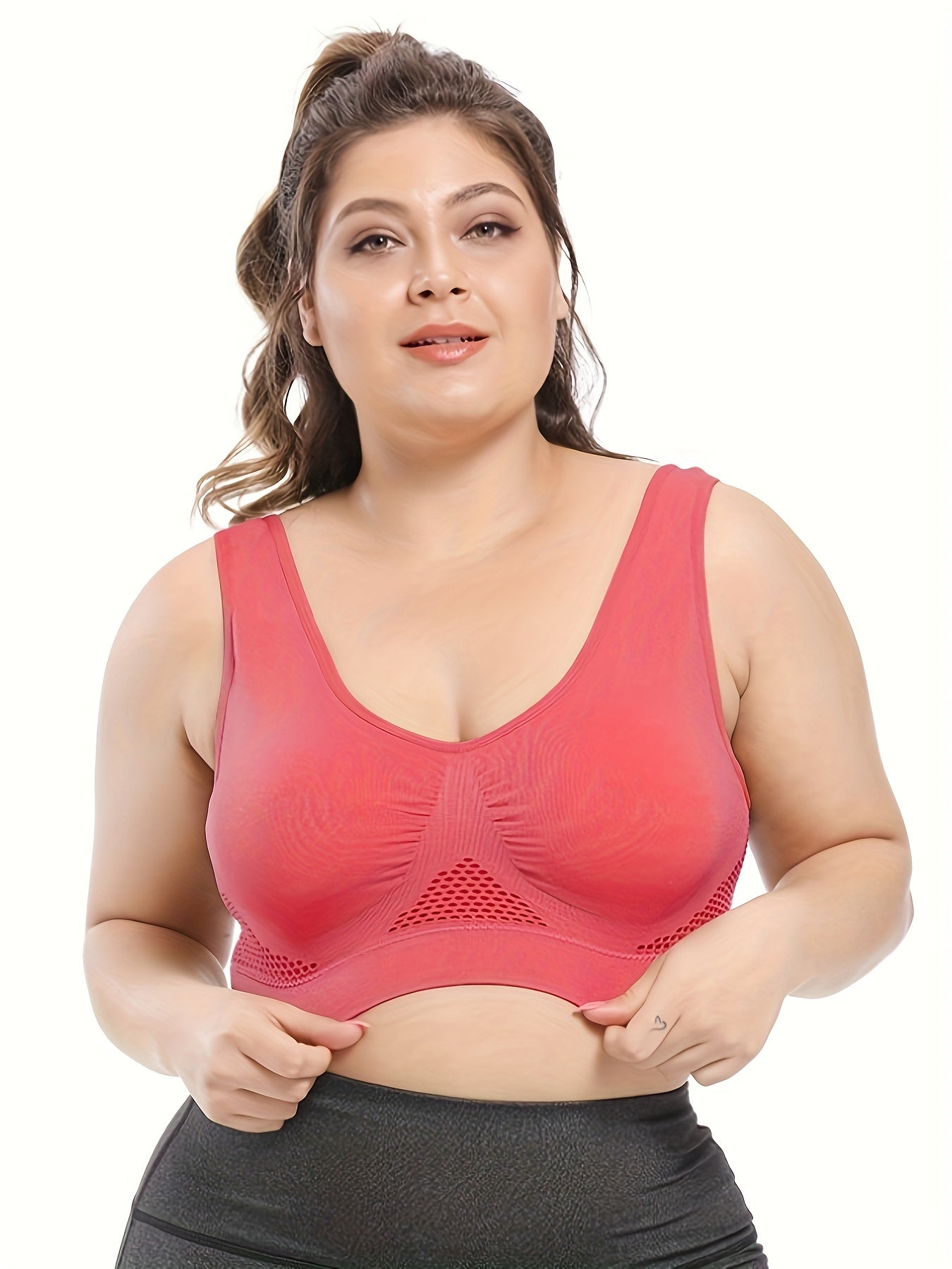 2 Pack Plus Size Seamless Wireless Sports Bra Set