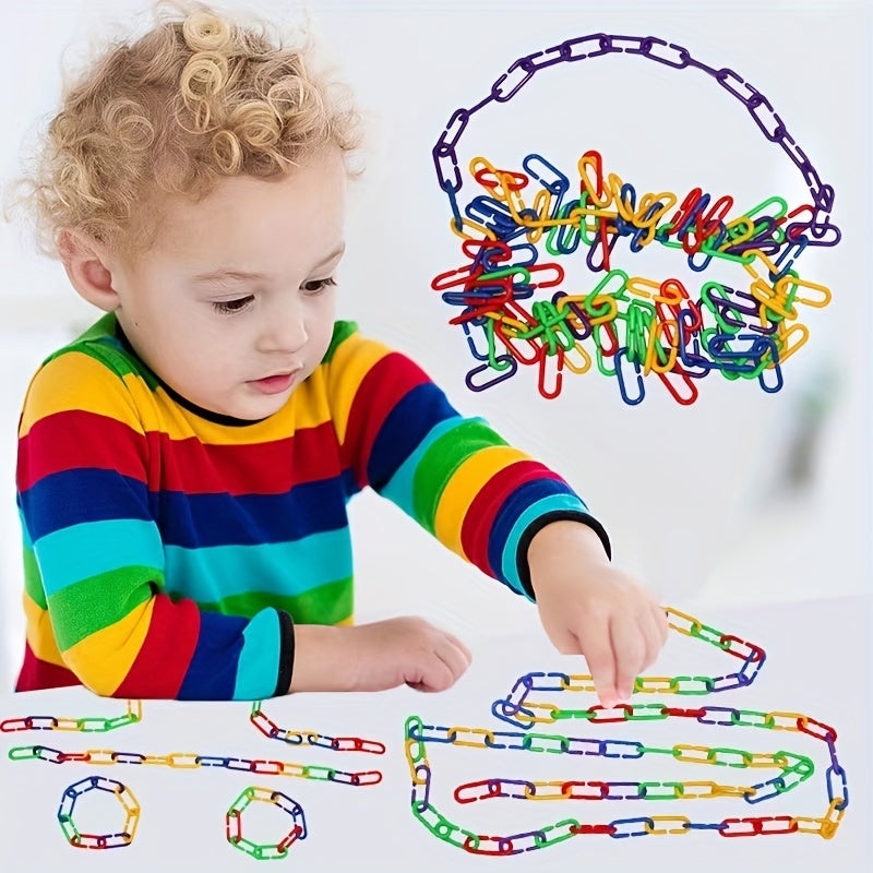 100pcs Rainbow C Clips Hooks Plastic Building Block Toys Hooks Chain