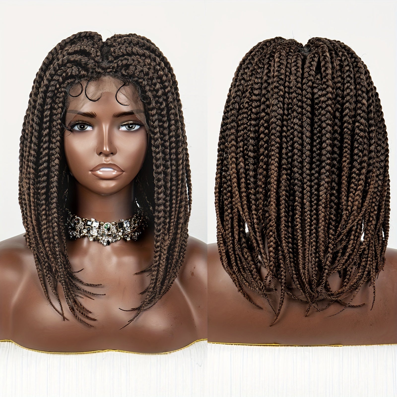 35 56 Cm Short Bob Braiding Wigs Full Lace Braided Wigs Synthetic Fiber