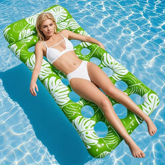 Inflatable Water Hole Floating Row Leaf Print Water Recliner for Beach