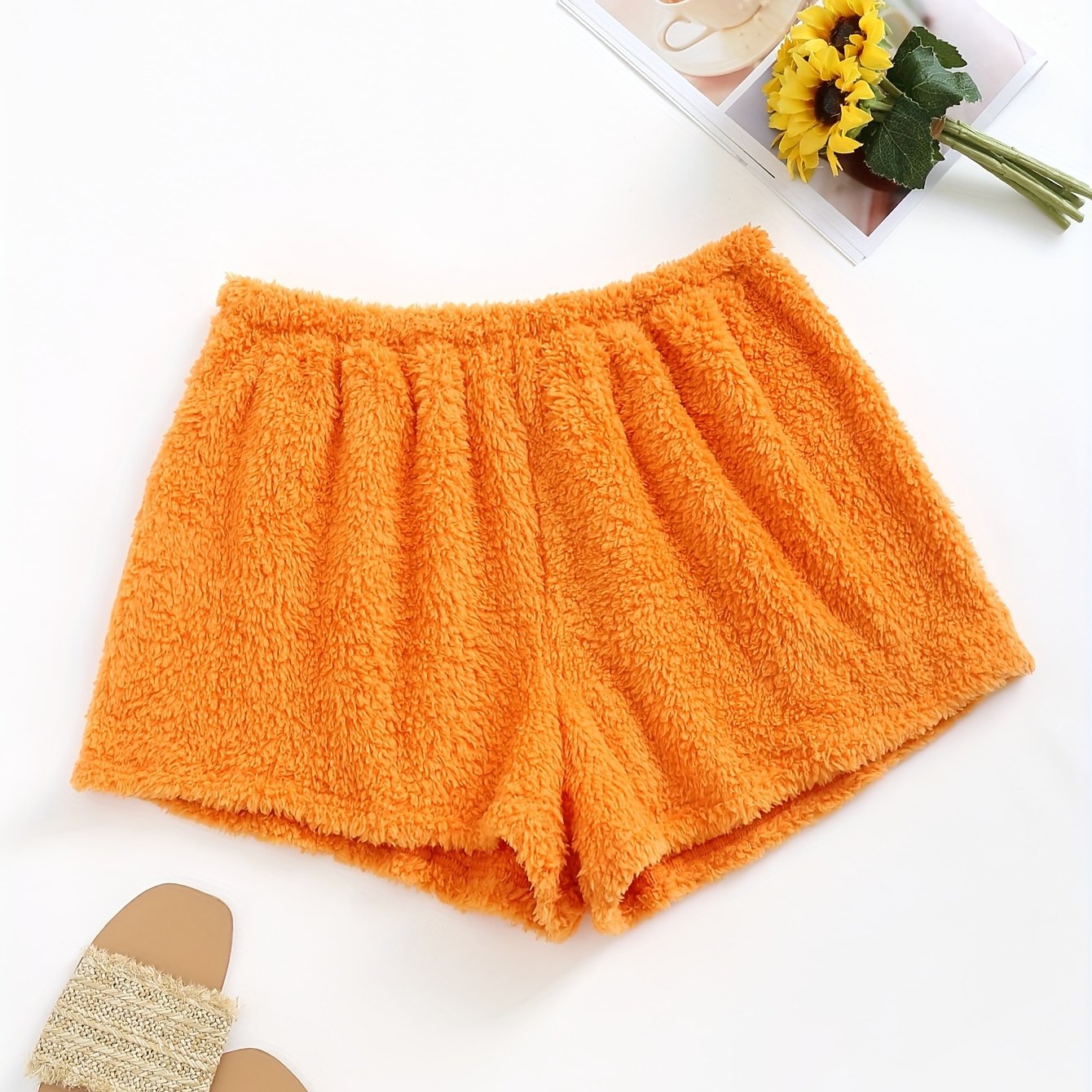 Women's Plus Fuzzy Fleece Lounge Shorts for Fall & Winter