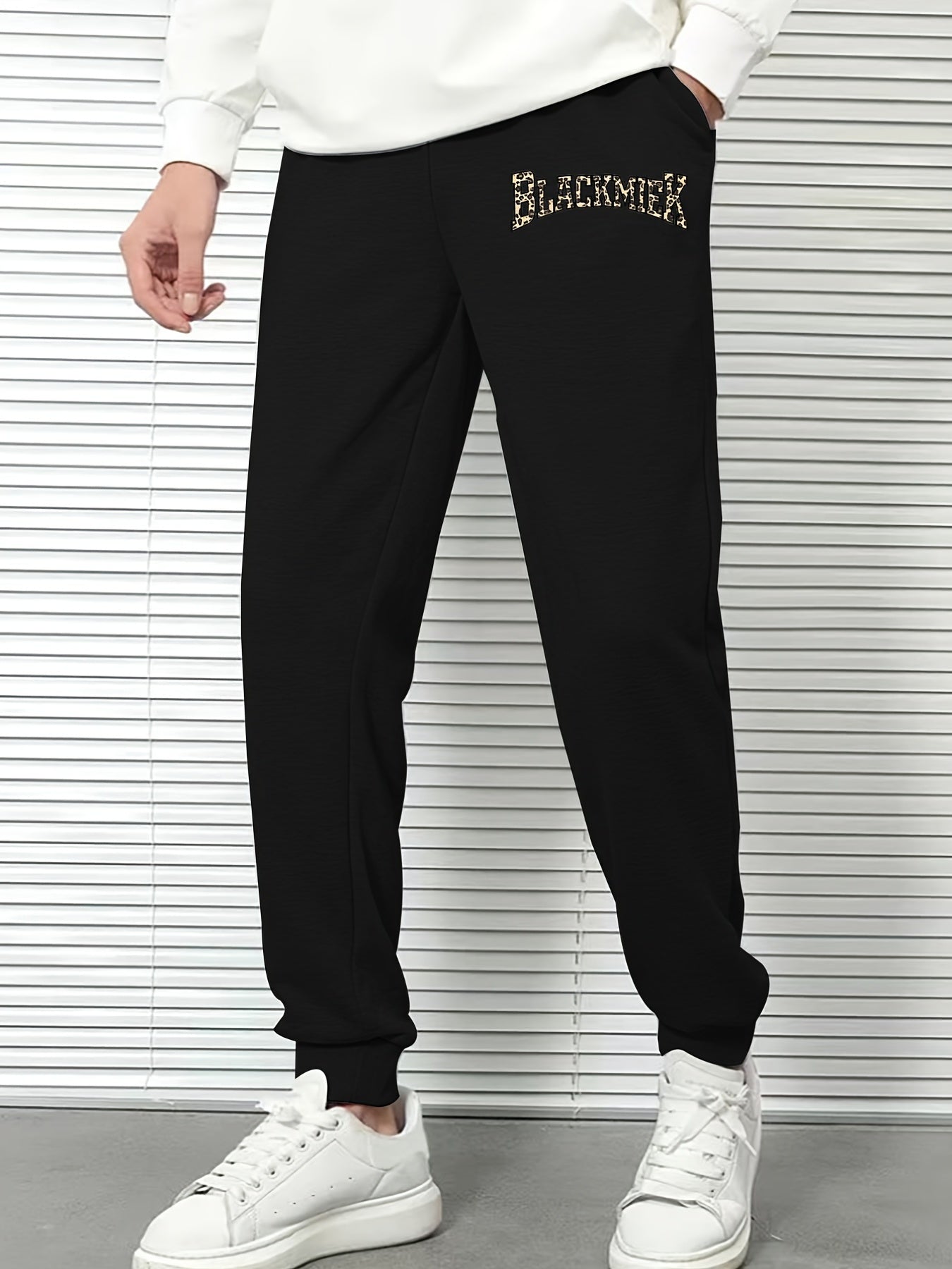 Leopard Letter Pattern Sweatpants Men s Casual Stylish Drawstring Jogger Pants