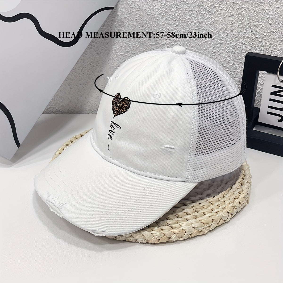 Leopard Print Distressed Baseball Cap for Women