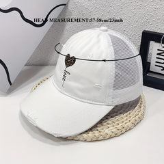 Leopard Print Distressed Baseball Cap for Women