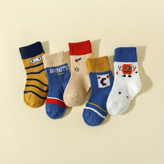Stylish Robot Letter Striped Socks for All Seasons