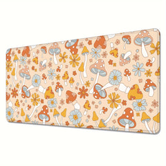 Retro 70s Floral Hippie Mushrooms Gaming Mouse Pad