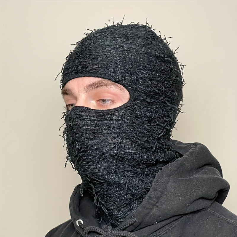 Y2K Tassel Balaclava Solid Hip Hop Ski Mask Warm Knit Hat Unisex Beanie