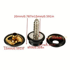 25 Sets 15mm Stainless Steel Screws Copper Buckle Waterproof Cloth Boat Cover