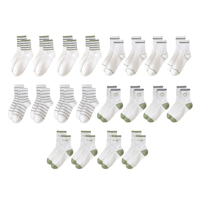 Women's Letter & Striped Mid Tube Socks 5-Pack