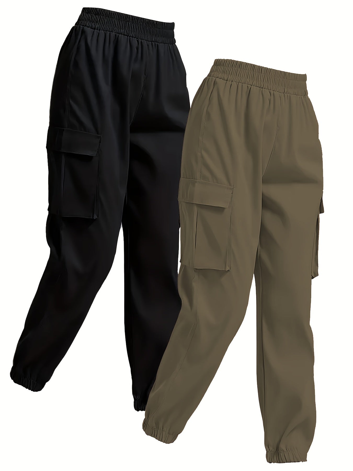 2pcs Casual Sweatpants Elastic Waist Jogger Cargo Pants for Women