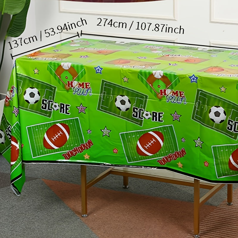 2pcs Sports Theme Birthday Party Tablecloth Football Basketball Rugby Decoration