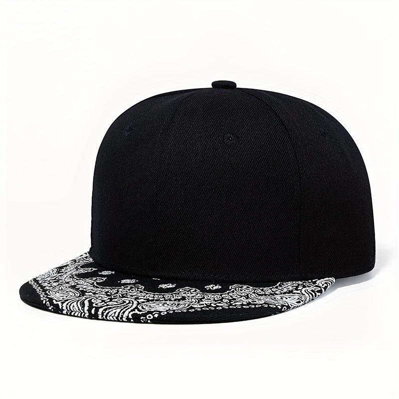 Men's Solid Flat Brim Hat, Versatile Style