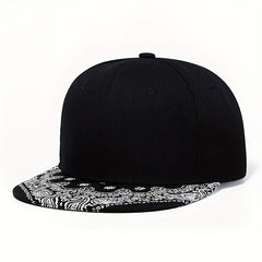 Men's Solid Flat Brim Hat, Versatile Style