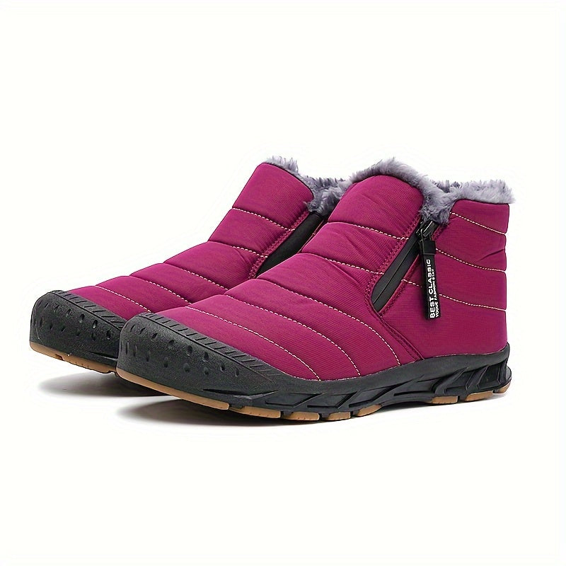 Fur Lined Zip Snow Boots Waterproof Thermal Slip On Winter Warm Shoes