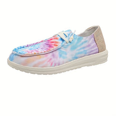 Women's Tie Dye Canvas Shoes Round Toe Slip On Low Top Lightweight Sneakers