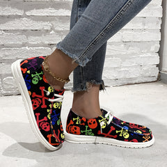 Women's Skull Pattern Slip-On Canvas Shoes