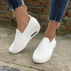 Women's Air Cushion Slip On Shoes Breathable Knit Low Top Casual Walking Shoes