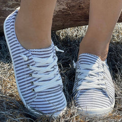 Striped Women's Casual Sneakers Lightweight Breathable Walking Shoes
